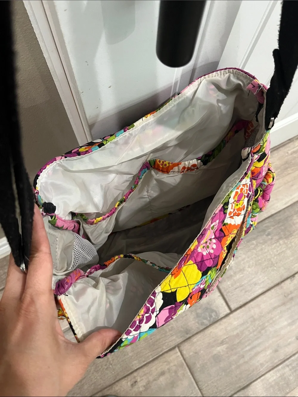 Vera Bradley Quilted Floral Diaper Bag in Pink, Green, Orange, Black